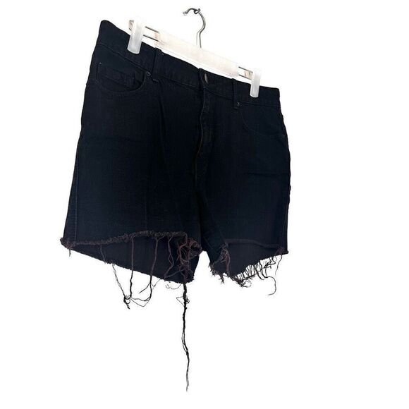 BDG Zip Fly High Rise Raw Cut Off Hem Distressed Denim Shorts Black Size 32 - Picture 2 of 6